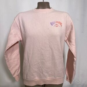 Billabong Heritage Arc Pink Fleece Lined Long Sleeve Sweatshirt Women's LARGE
